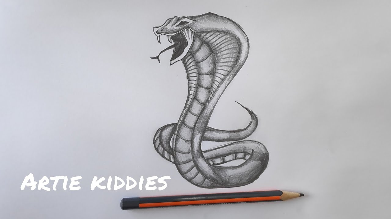 snake cobra serpent art drawing - let's draw easy