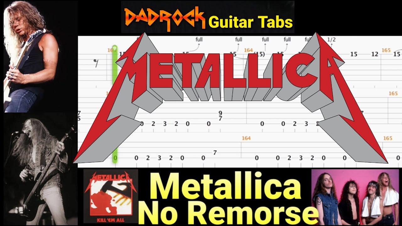 No Remorse - Metallica - Guitar + Bass TABS Lesson