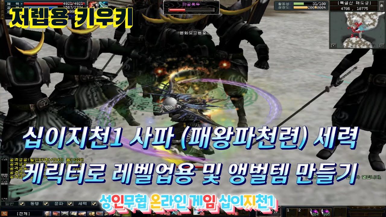 십이지천 사파케릭 (패왕파천련) 레벨업용 및 앵벌템 만들기