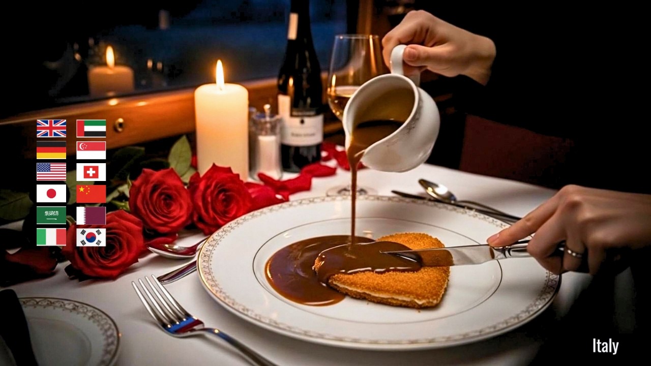 $1,000,000 Valentine Train Dinner ASMR 🚆💎 | 50 Countries Love Edition