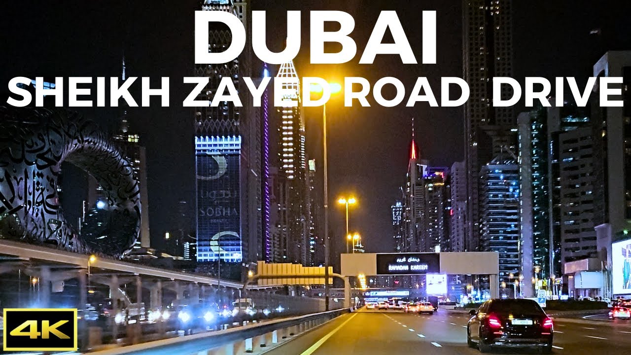 Dubai Sheikh Zayed Road | Night Driving Tour | 4K 60fps | 2023