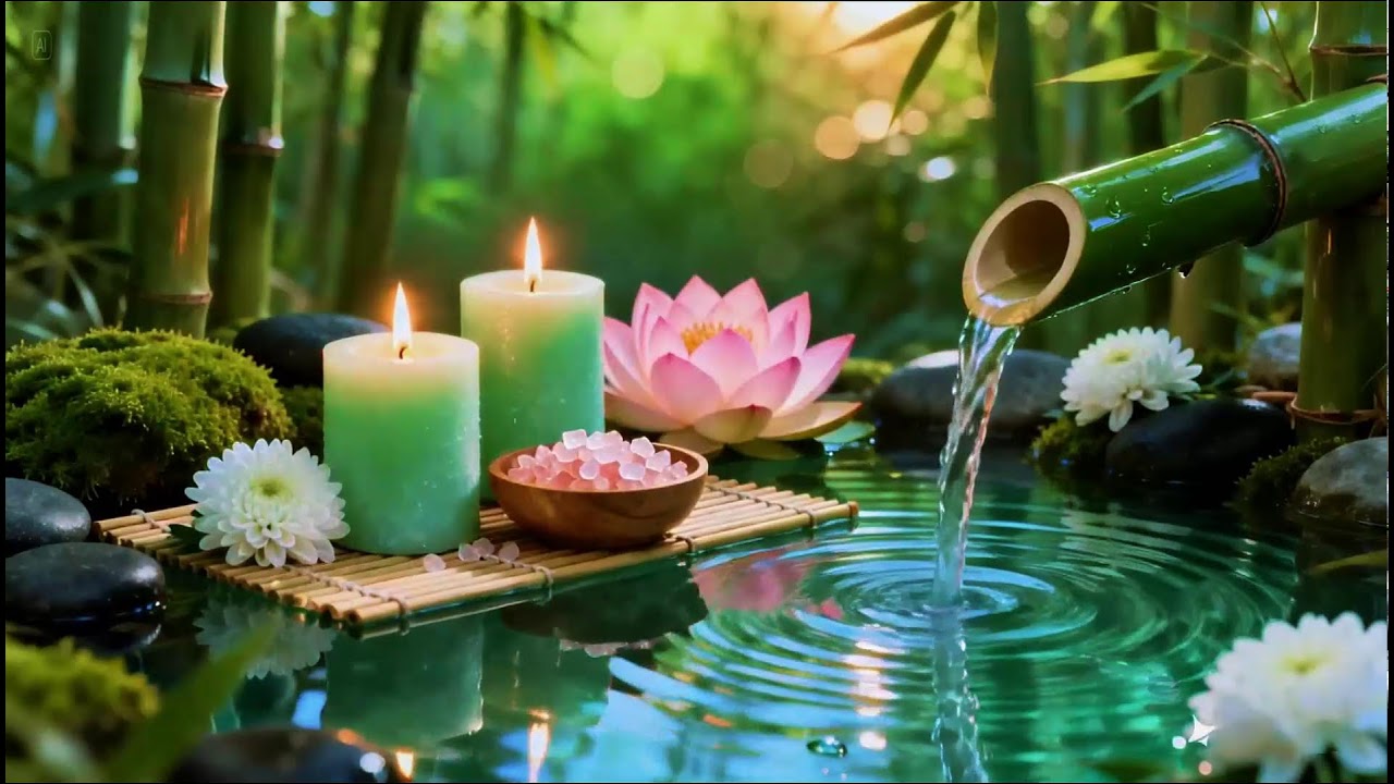 Relaxing Sleep Music with Bamboo Water Sound🌿Relaxing Sleep, Study & Calming Deep Relaxation,Yoga