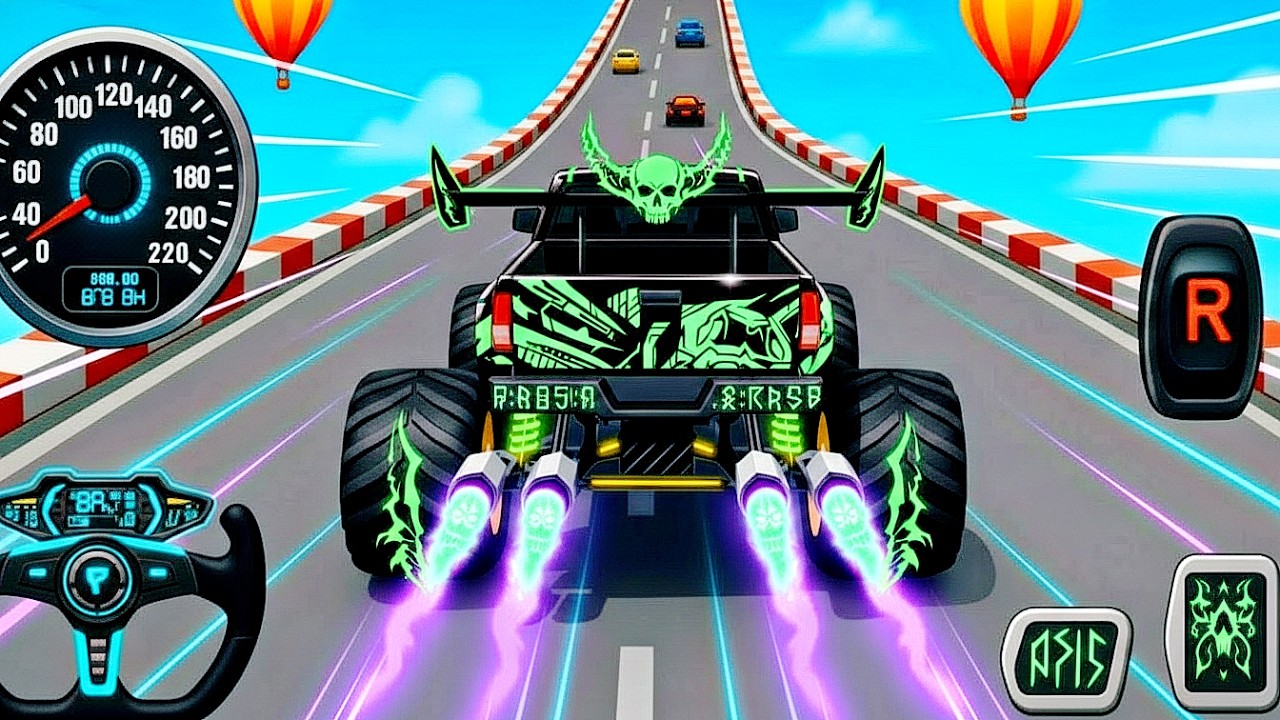 Mega Ramp Monster Car Racing 3D - Extreme Car Stunts -Android Gamepla #MegaRamp #3DGames #CarRacing