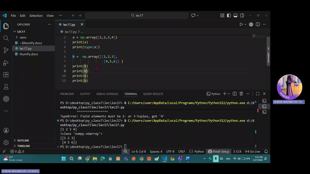 NumPy and venv introduction in python part2