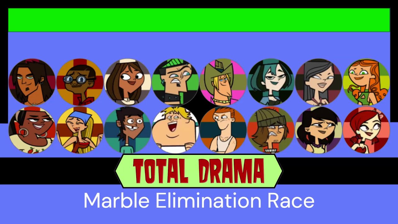 16 TOTAL DRAMA Characters - Elimination Marble Race in Algodoo