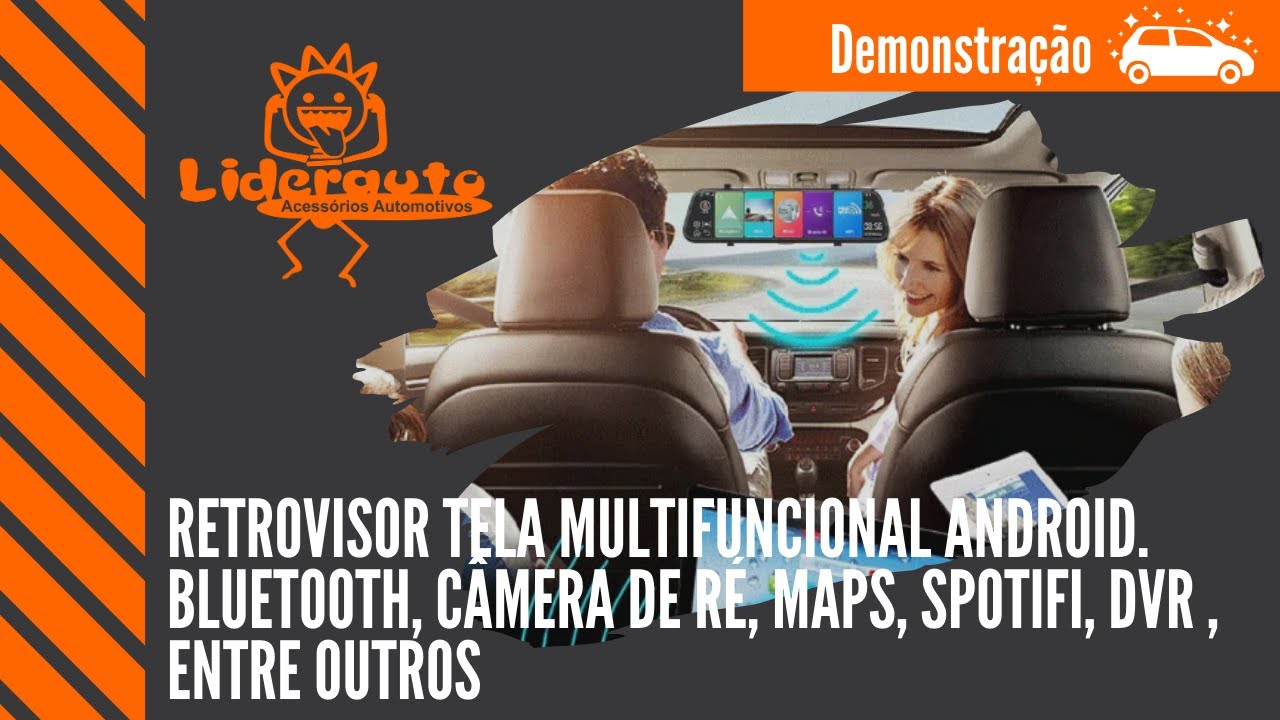 Retrovisor multimídia Android Bluetooth / Waze / Maps / Spotifi / dvr / câmera de ré, entre outros