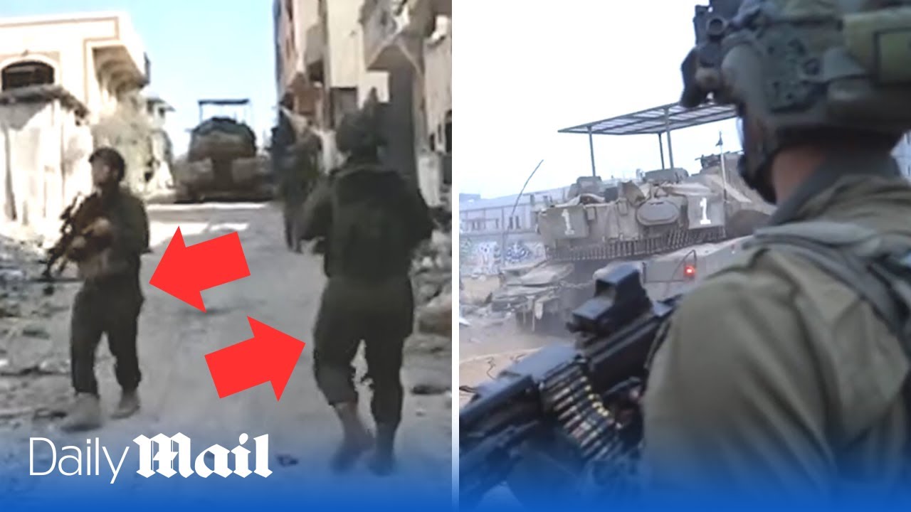Israeli forces blast Hamas targets with Merkava tanks and machine guns in Gaza
