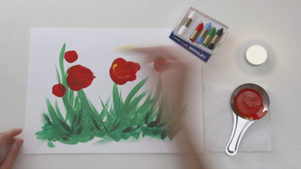 Manley: Pinta con cera fundida / Paint with melted wax crayon