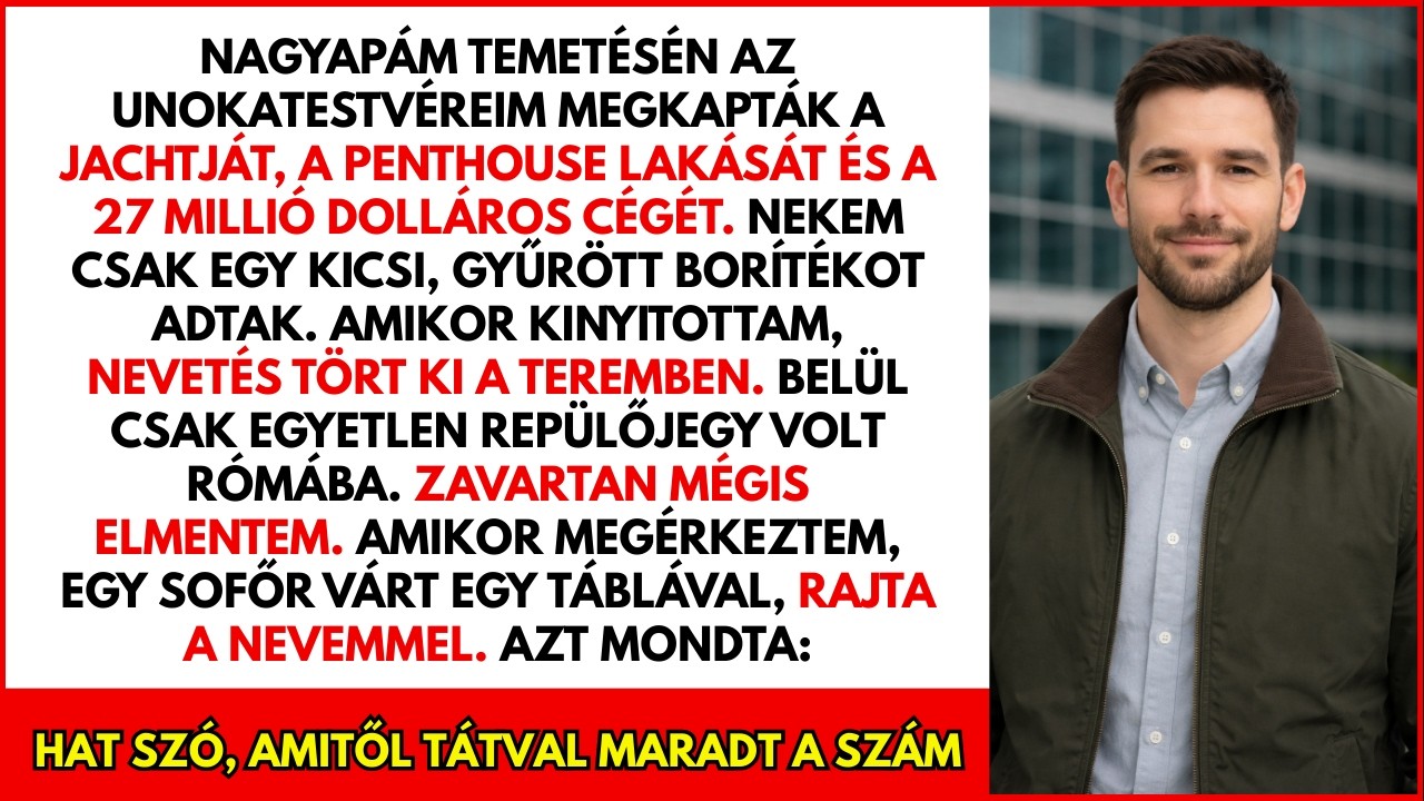 Milliókat kaptak a nagypapa temetésén, én csak egy repülőjegyet. Aztán 6 szó mindent megváltoztatott