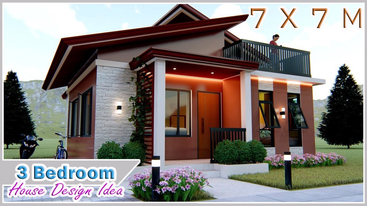 SMALL HOUSE DESIGN | 7X7 Meters (22.9 x 22.9 ft) | 3 Bedroom with roofdeck | Loft
