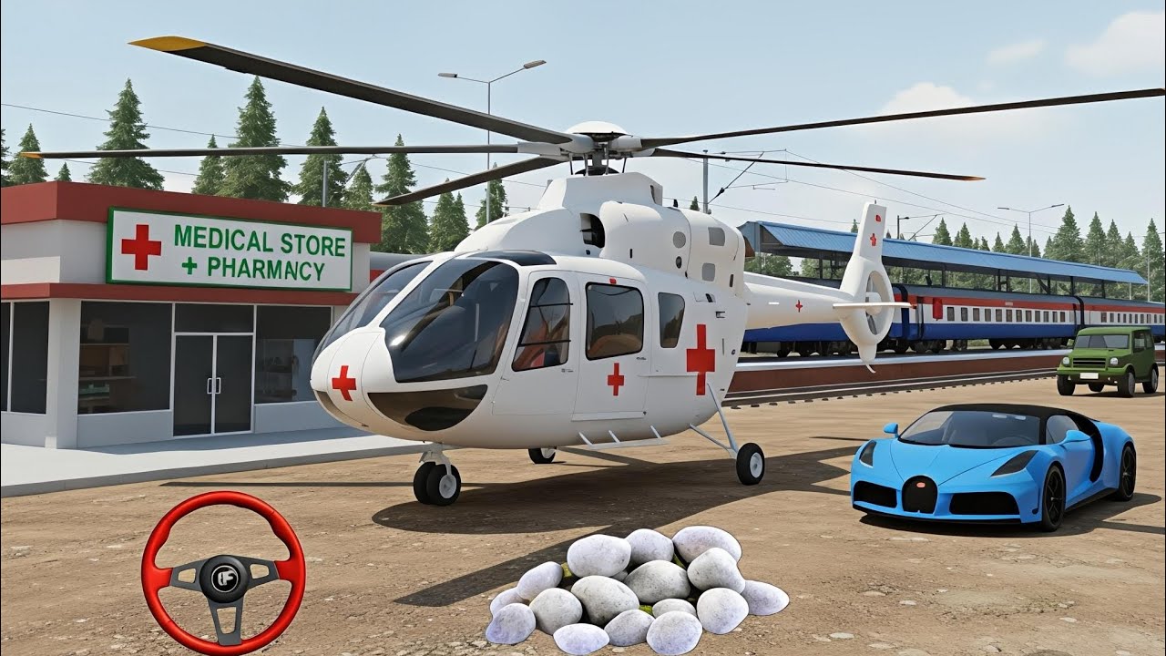 😱Emergency Mission! 🎑Medical Store pe Helicopter🚁 aur Supercars ka🌋 Dhamaka #car #helicopter#gaming 