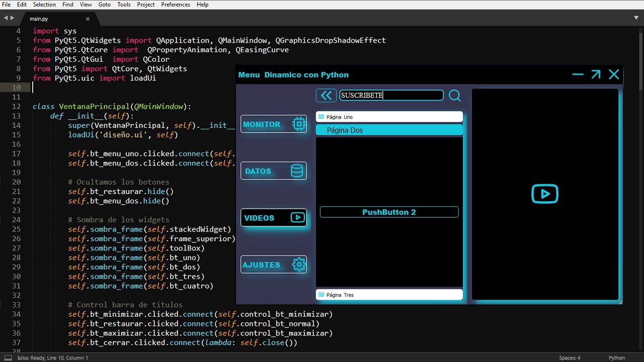 GUI moderna - Interfaz Gráfica animada en Python con PyQt5 /Qt Designer