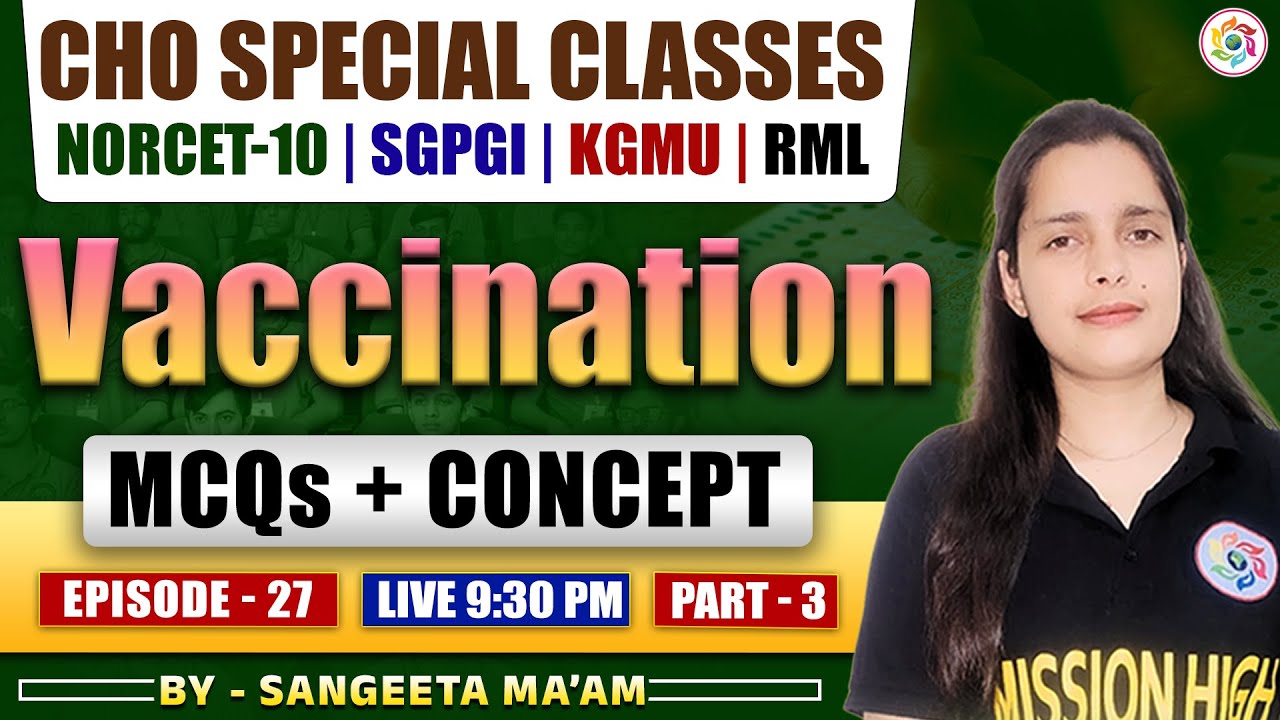 CHO Important MCQs Series | Vaccination & Immunization | Class-27 | High-Yield MCQs |Nursing Officer