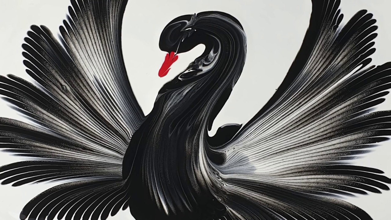 (246) Chain pull technique _ Black Swan _ Acrylic Pouring _ Fluid acrylic _ Designer Gemma77