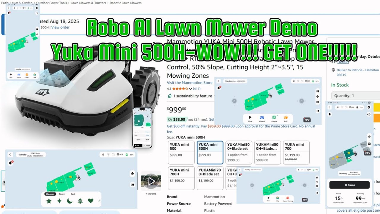 Robo🤖  AI Lawn 🌱 Mower Demo - Yuka Mini 500H - GET ONE! Mini Schnauzer🐶🦴  Wants In!