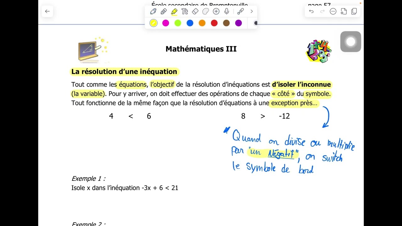 Les inéquations (2 de 3)