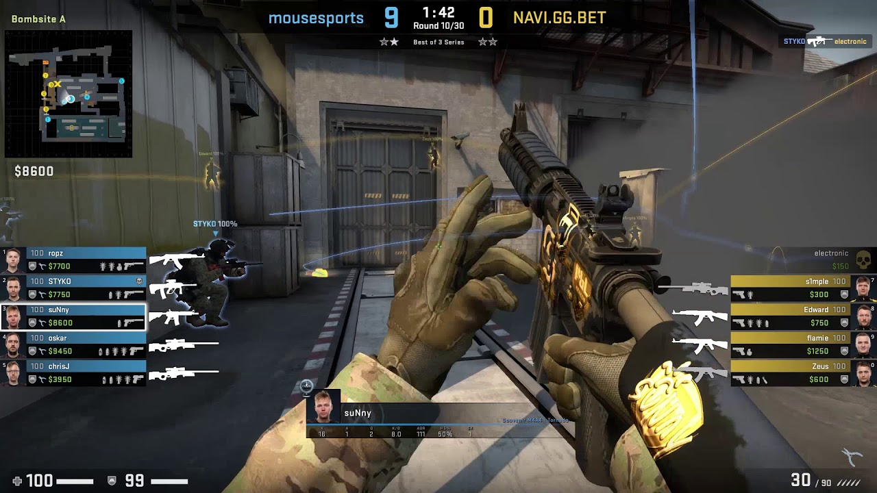 CS:GO POV Demo Mousesports suNny (29/6) vs Na'Vi (de_train)