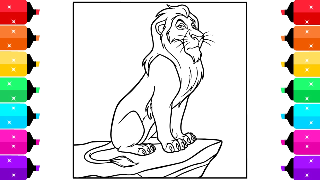 The Lion King Coloring Pages for Kids | How to Color Scar