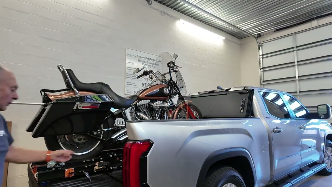 Neo Dyne Motorcycle Lift operational