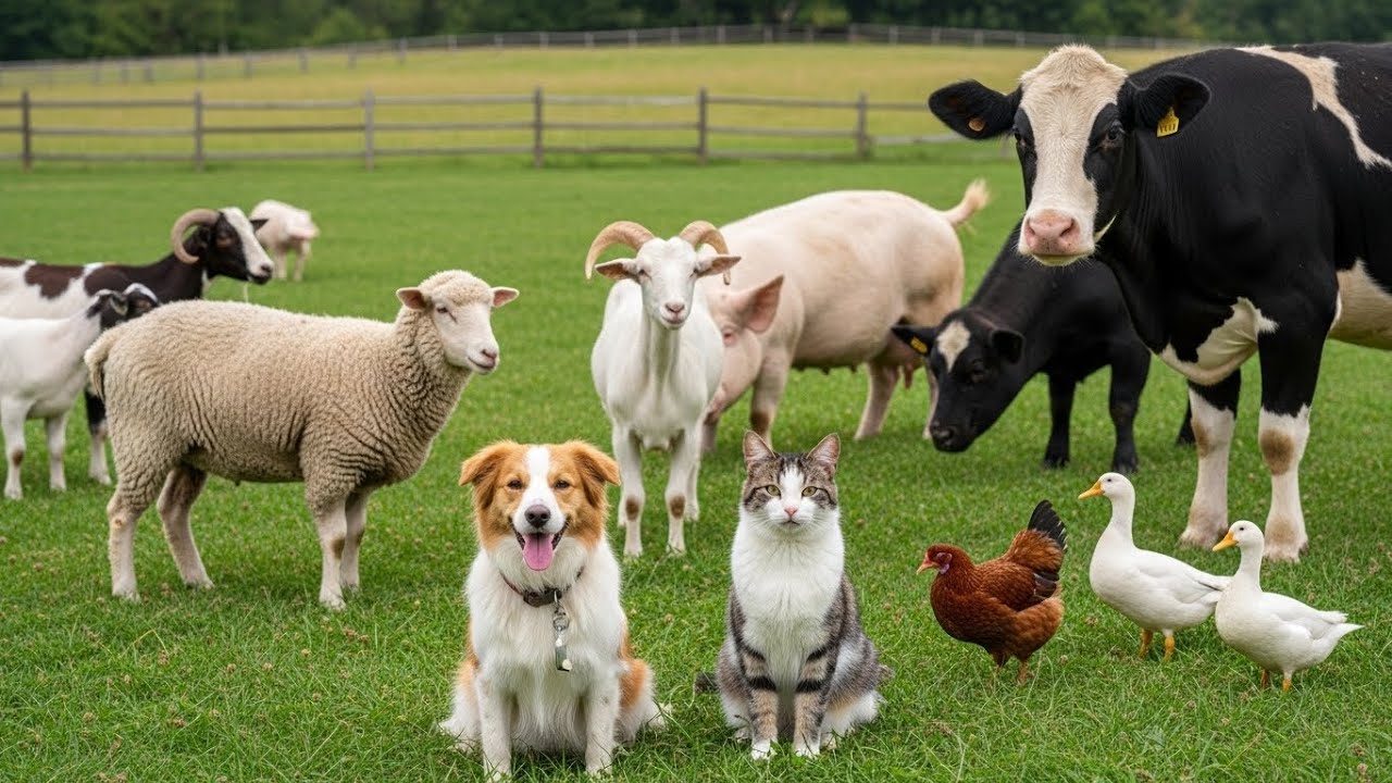 Cute Farm Life Compilation Dog, Duckling, Kitten, Chicken, Cow, Sheep, Puppy  Animal Moments