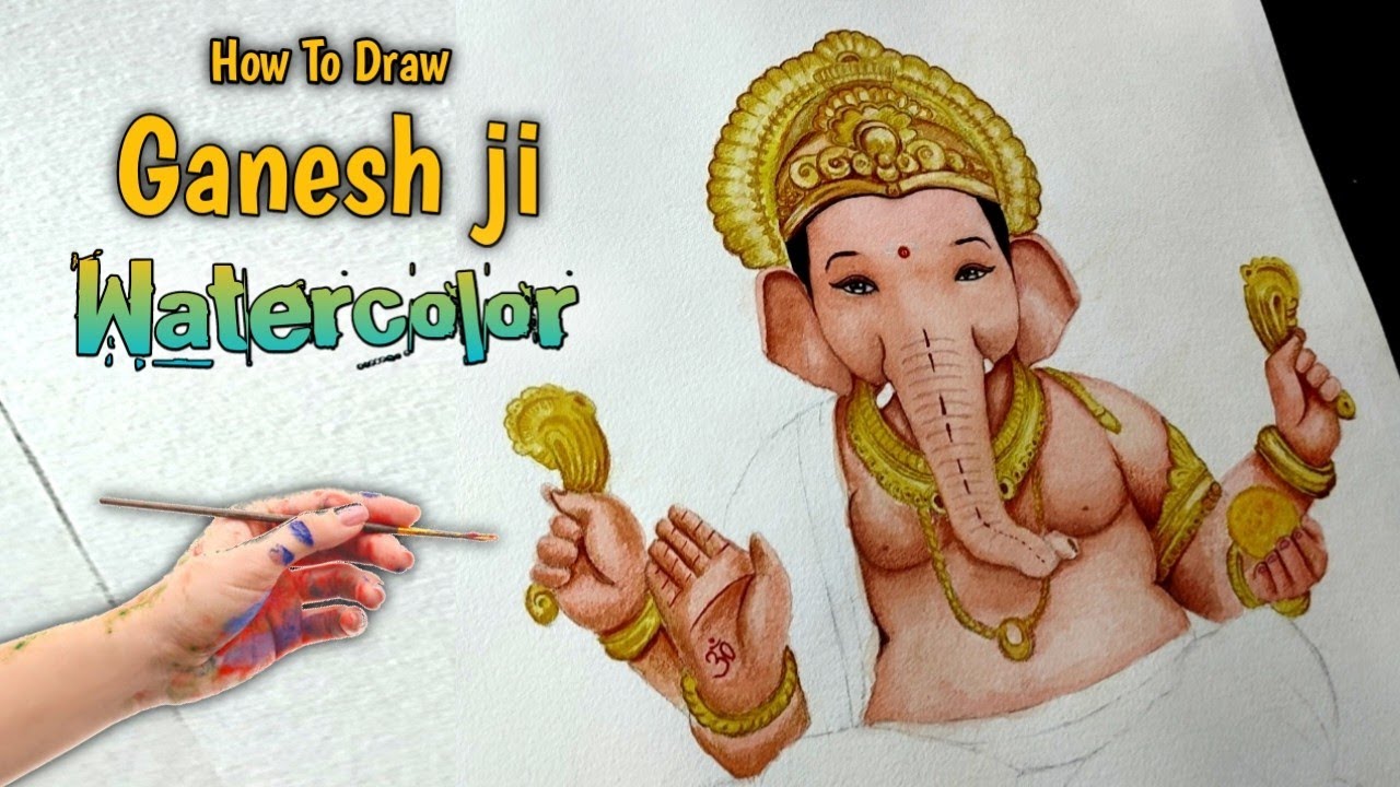 How To Draw Ganesh Ji Step By Step Painting Tutorial | Watercolour Painting #watercolor #painting