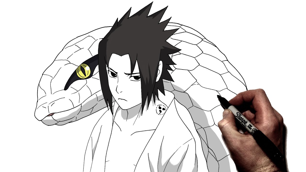 How To Draw Sasuke (Snake) | Step By Step | Naruto