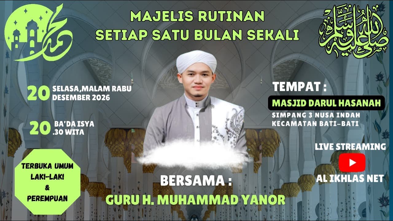 🔴20-01-2026  MAJELIS BULANAN DI MASJID DARUL HASANAH JL.A.YANI SIMPANG 3 NUSA INDAH BATI-BATI