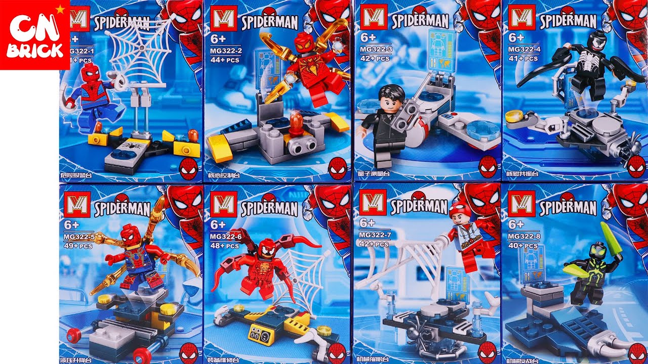 Unoffical LEGO SPIDERMAN Minifigures set 8 in 1 MG322 UNOFFICAL LEGO SPEED BUILD