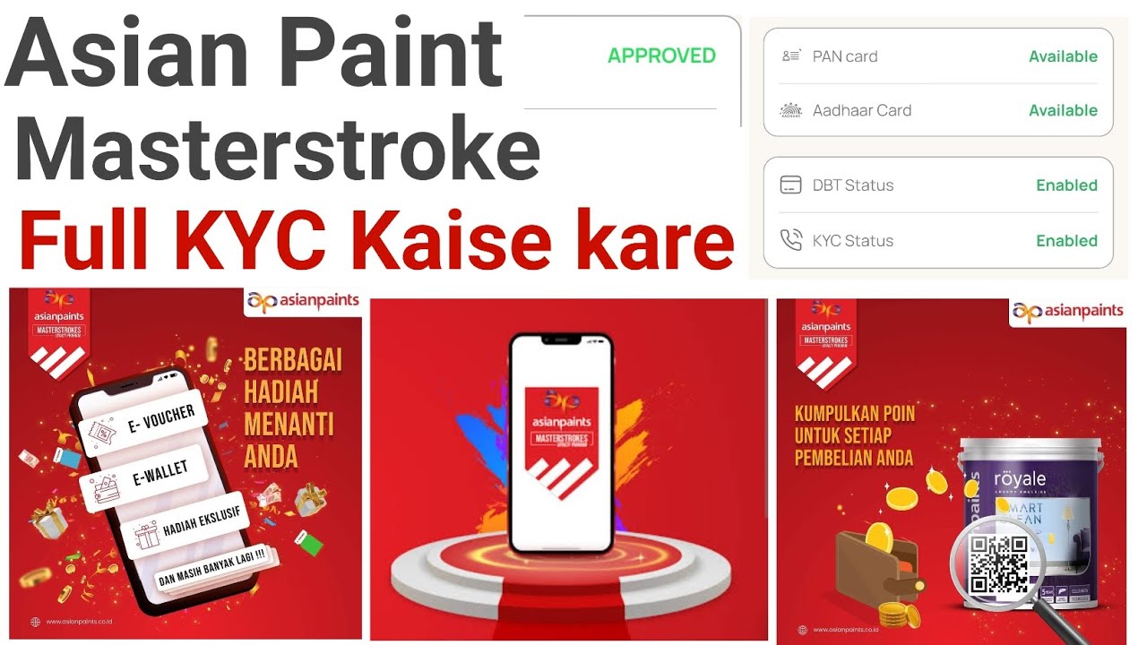 MASTERSTROKE FULL KYC KAISE KARE 👆 | Asian Paints Masterstroke App Me PAN Card/Aadhaar Link Karen