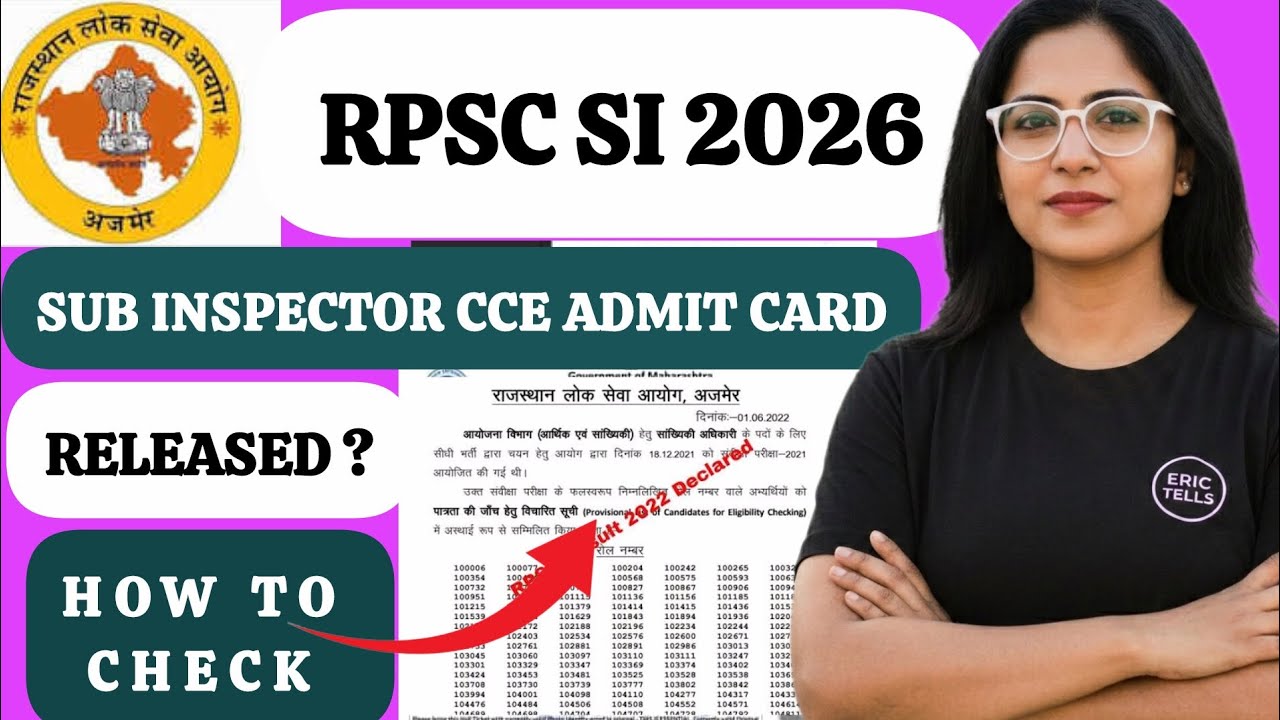 rpsc si admit card 2026 | rpsc sub inspector cce admit card 2026