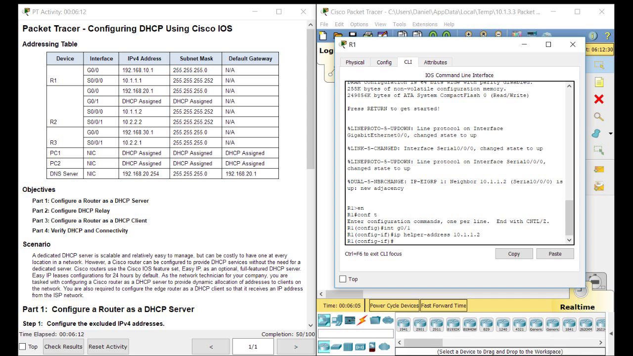Packet Tracer Tutorials | 10.1.3.3 Configuring DHCPv4 Using Cisco iOS