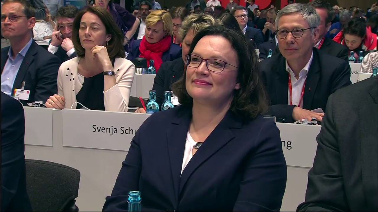 Ein schwieriger Moment: Andrea Nahles nimmt desaströses Wahlergebnis tapfer hin