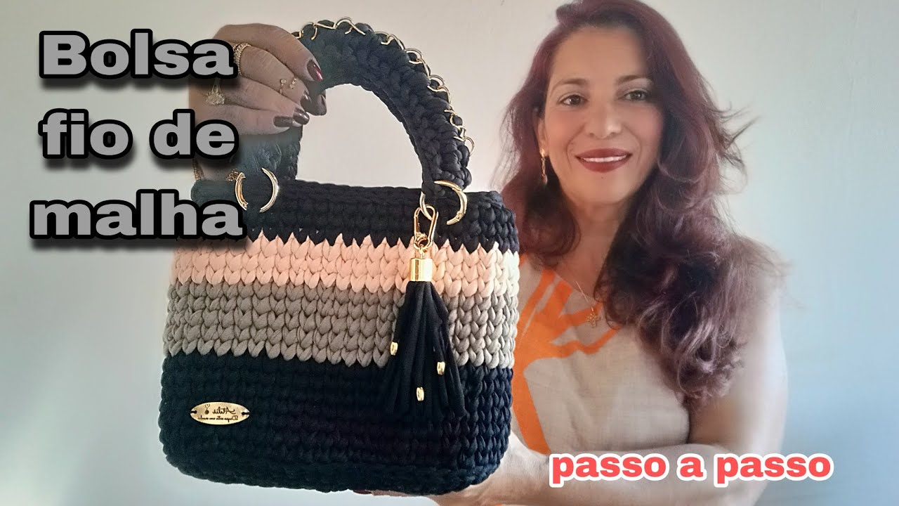 bolsa fio de malha com zíper , bolsa com fecho em zíper