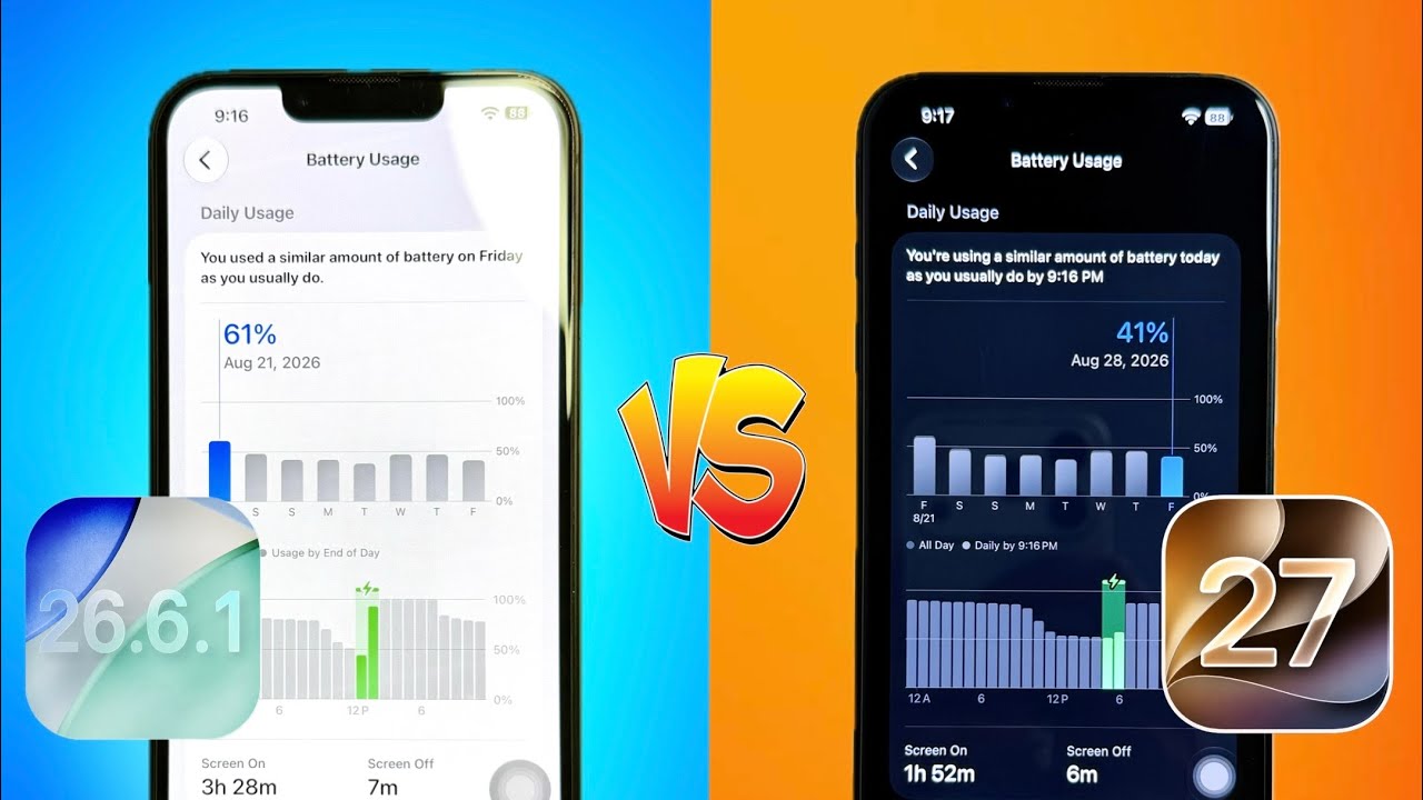 iOS 26.6.1 vs iOS 27 Beta 7 Battery Drain Test 🔋 Which iOS is Better?