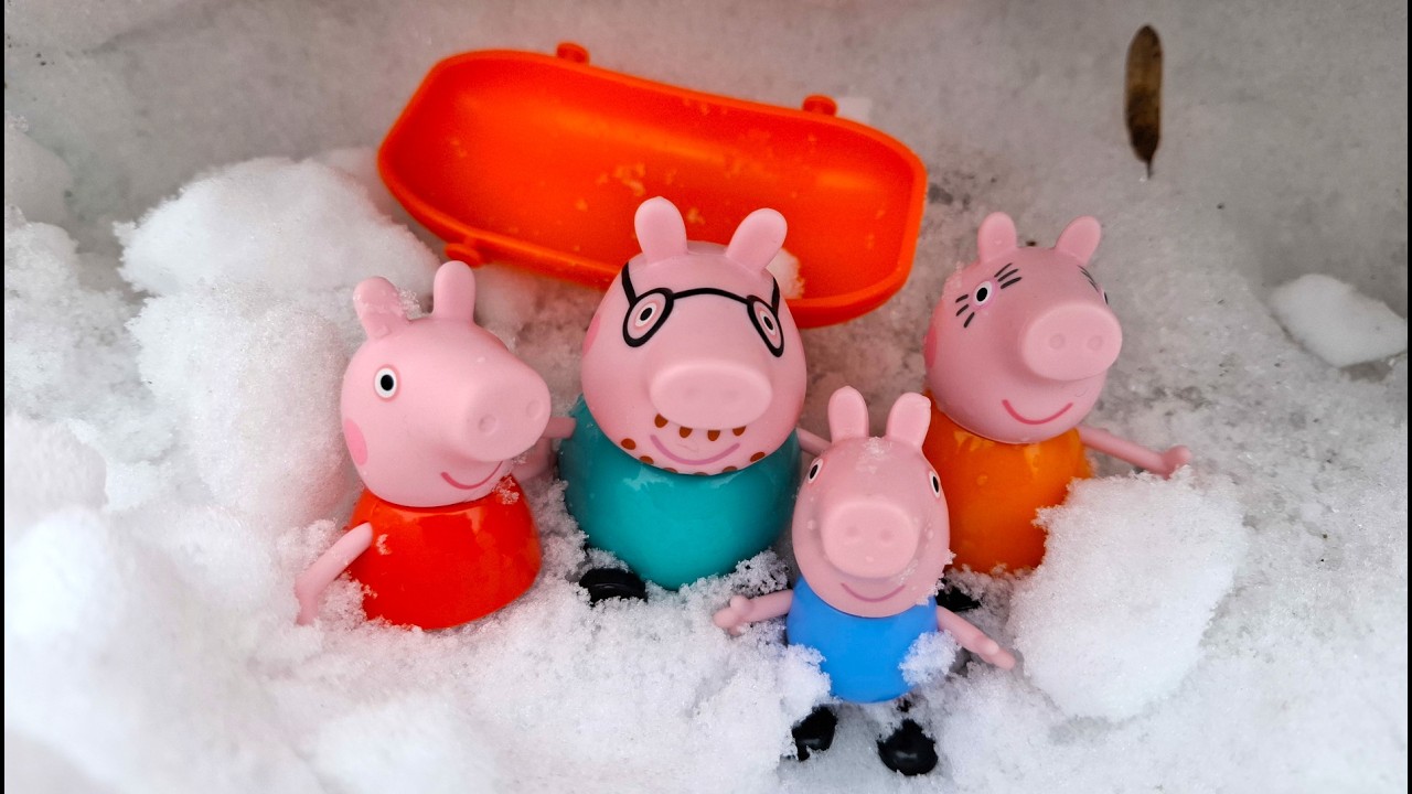 Prasátko Peppa v zimě v horách | Dobrodružství v jeskyni a bruslení na rybníku