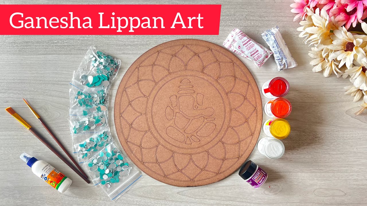 How to Make Ganesha Lippan Art With Mirror Work | Ganpati Decoration Ideas #ganpatidecoration