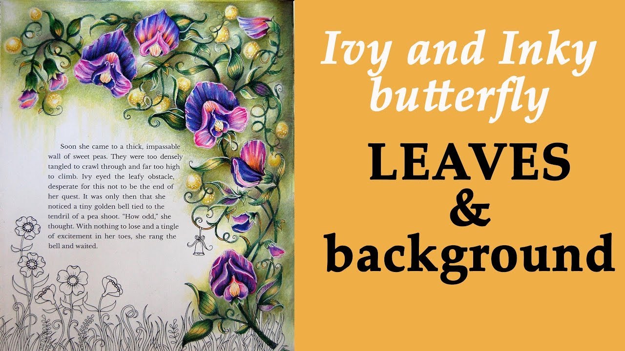 Coloring in 'Ivy and Inky butterfly' Leaves and background #coloring