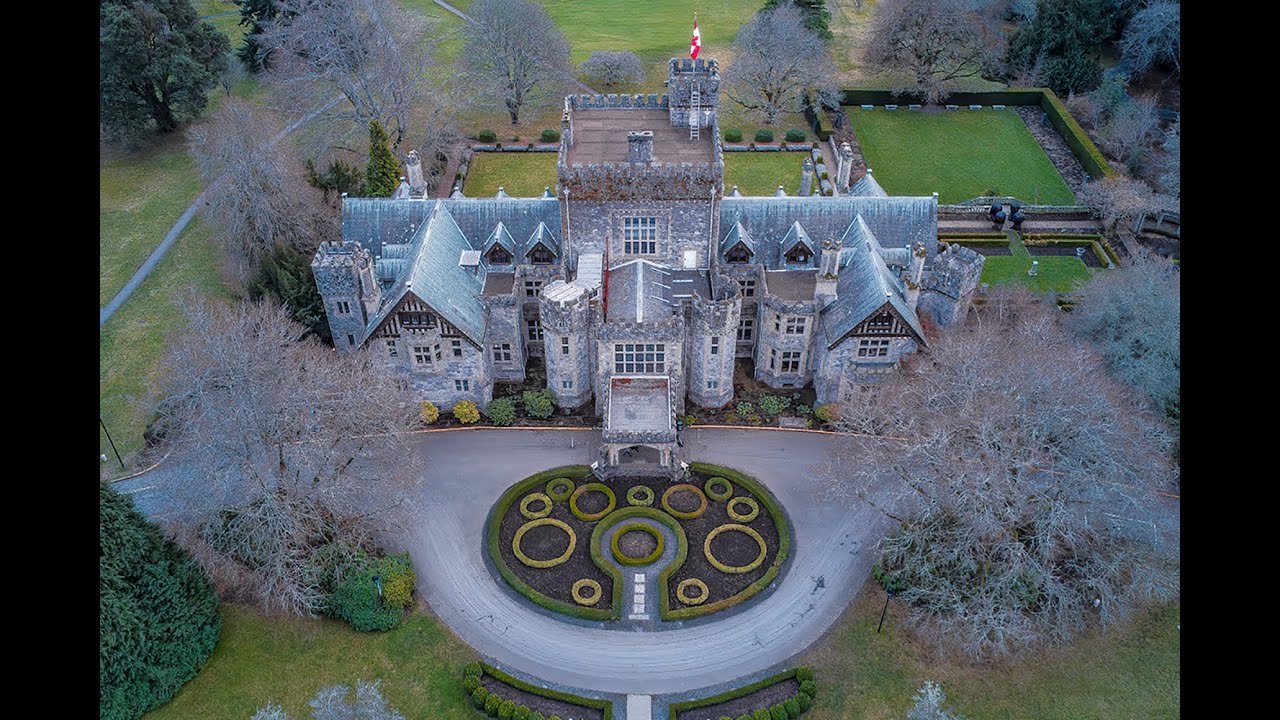Drone Exploration of Hatley Castle Royal Roads University Victoria Vancouver Island British Columbia