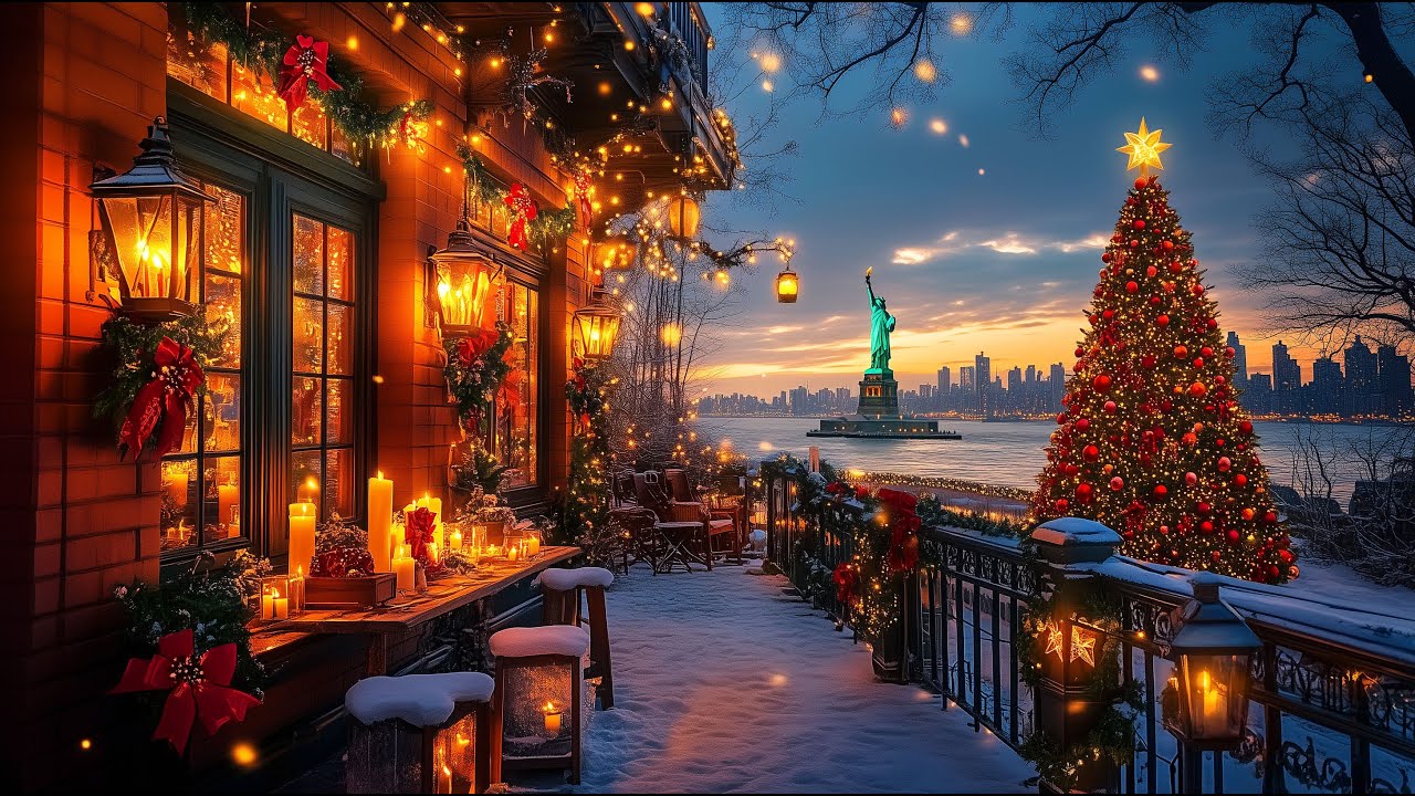 New York Christmas Balcony View 🎄✨ Cozy Winter Ambience