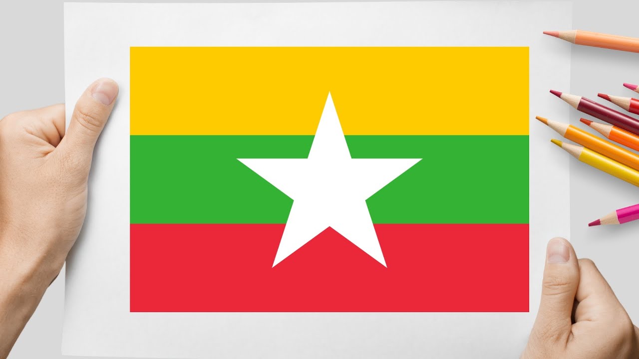 How To Draw Myanmar Flag | Easy Drawing and Coloring for Beginners