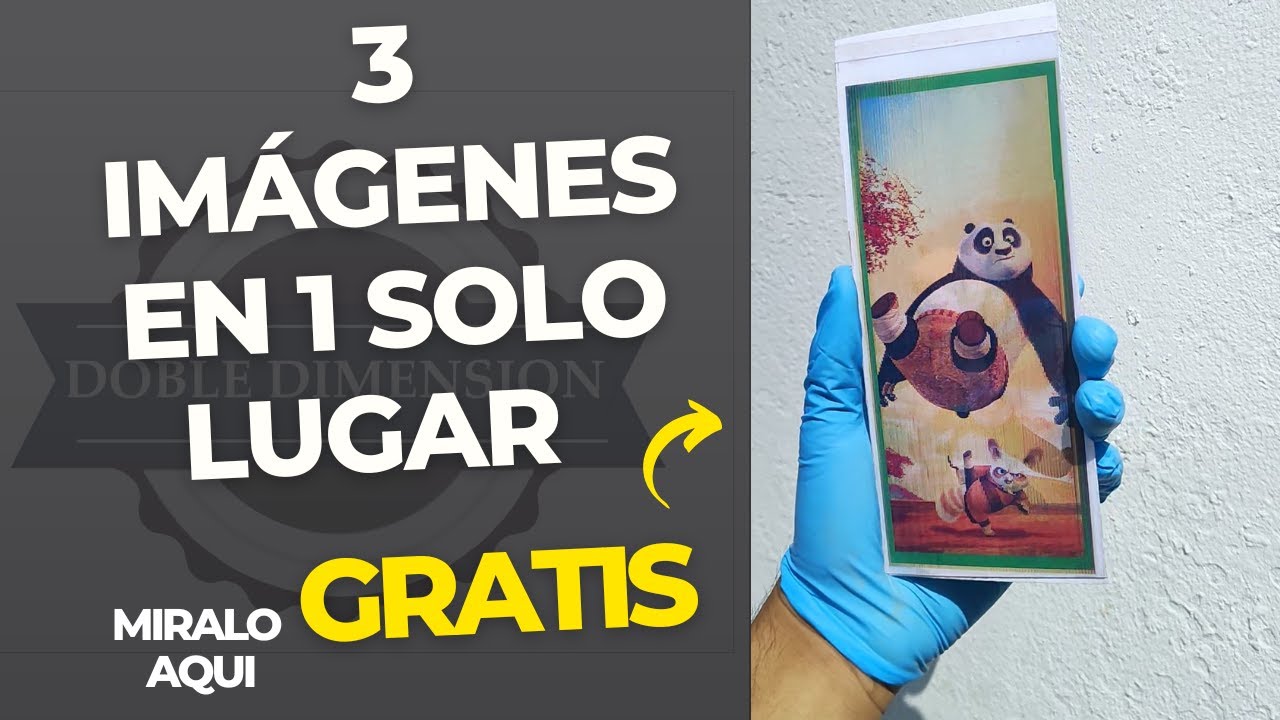 Efecto lenticular flip de 3 imágenes- Imagen lenticular de KUNFU PANDA (50 lpi)