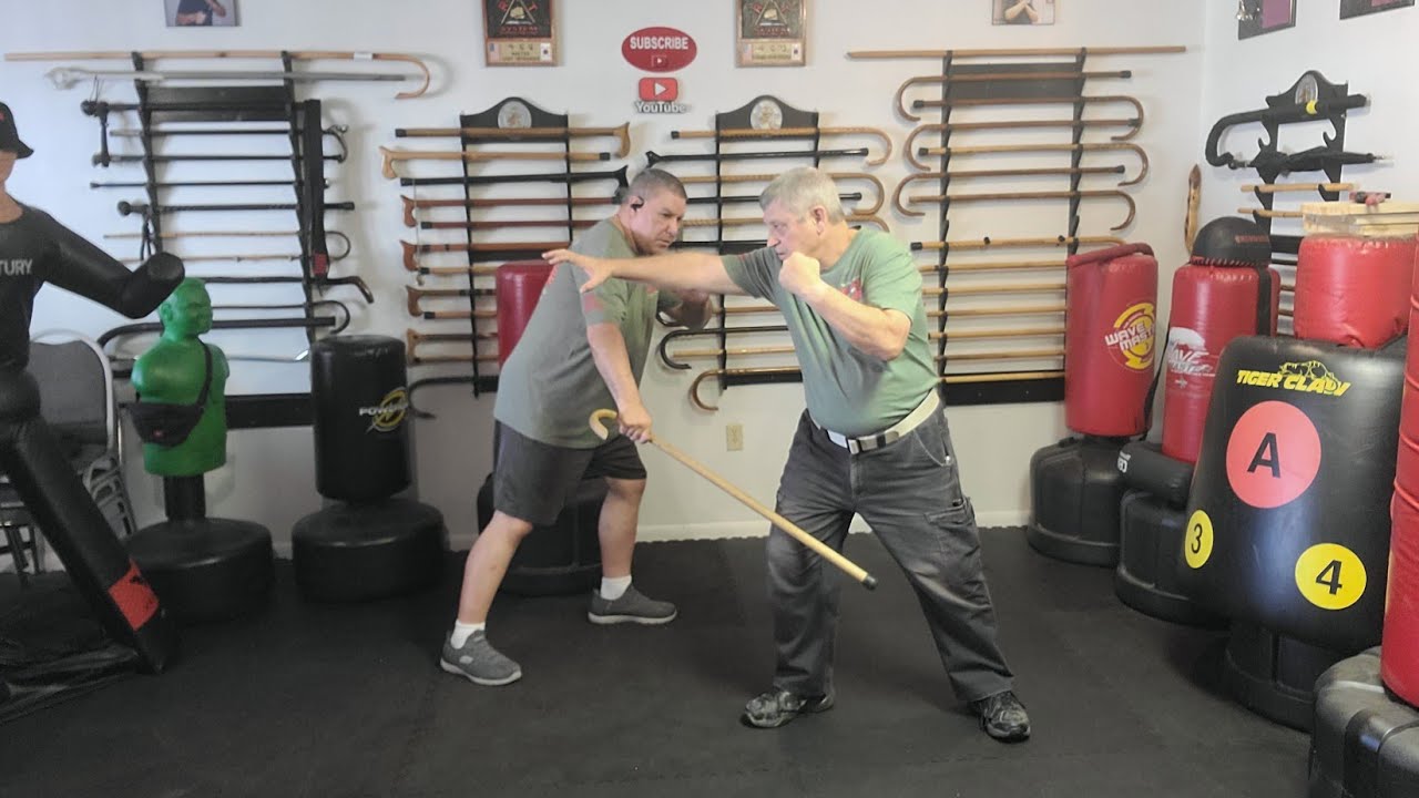 Cane Self Defense with working on Non-Lethal Leg Strikes.