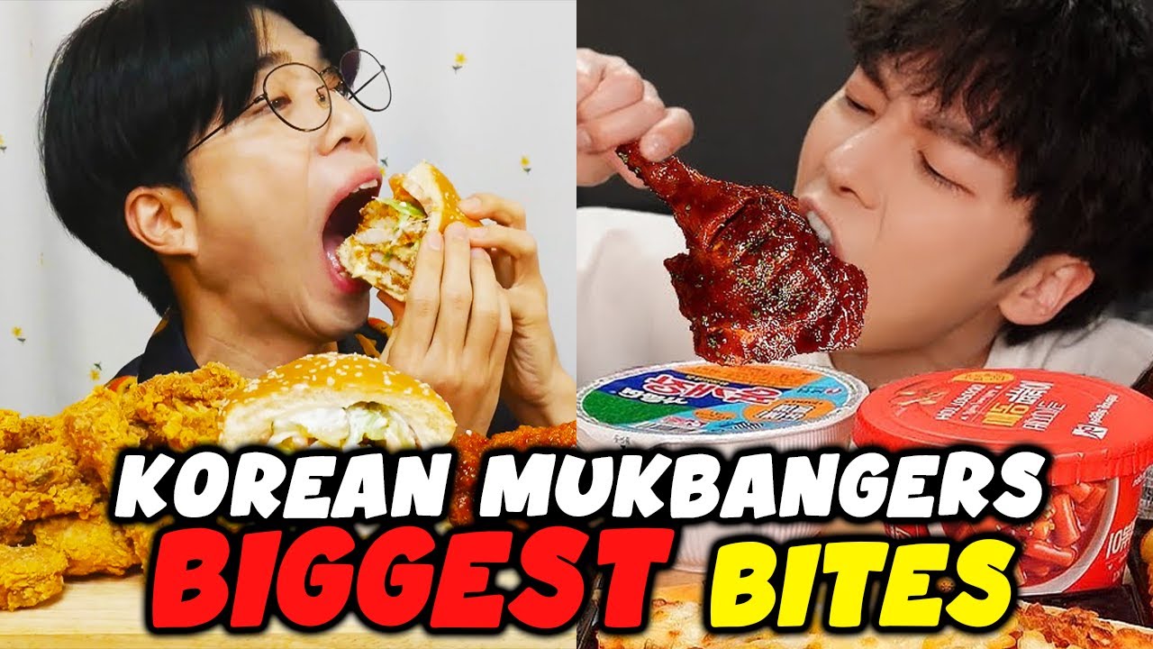 Korean mukbangers taking INSANELY BIG BITES