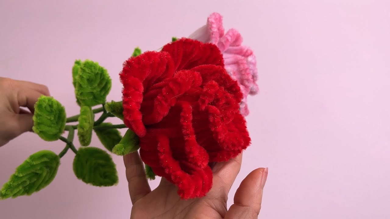 DIY Flower - How to make a Rose flower with Pipe cleaner ( chenille )#hmstation