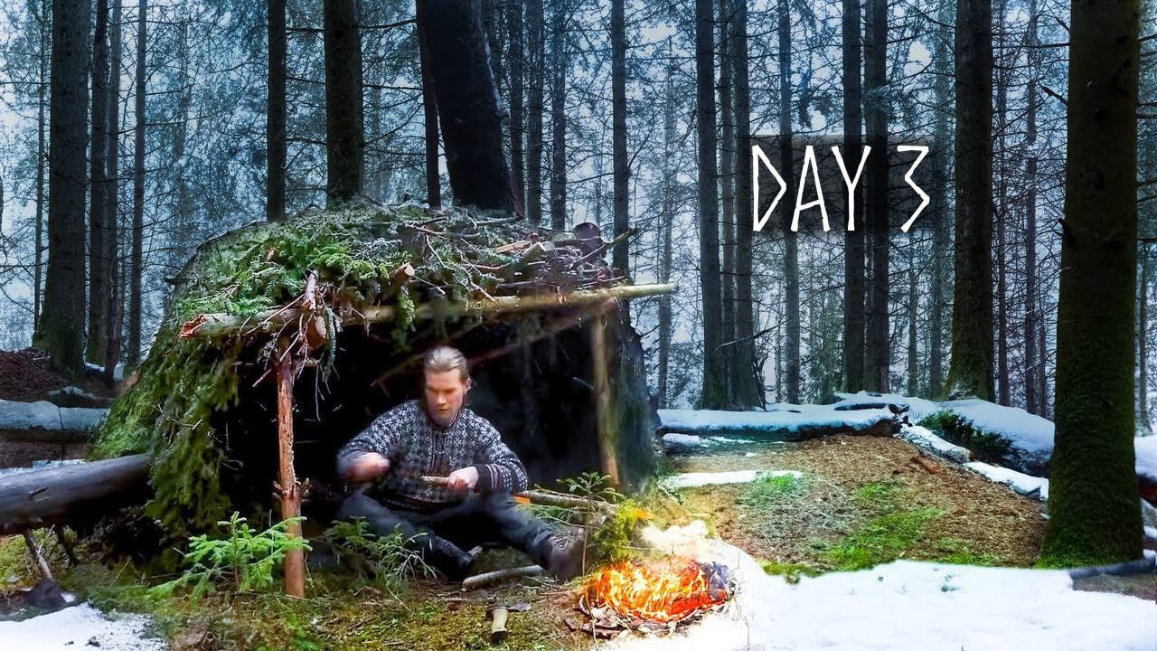 8 Days Winter Camping: Building a Survival Shelter in the Nordic Forest