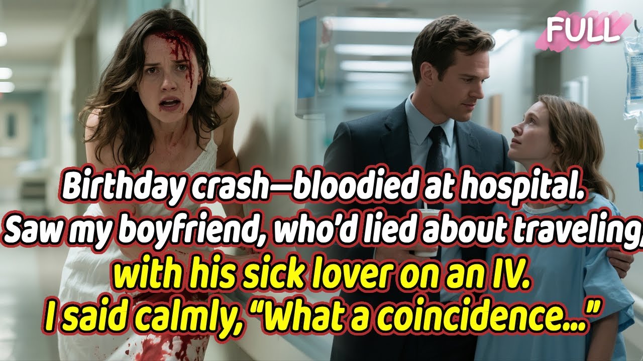 Birthday crash—bloodied at hospital. Saw my boyfriend, with his sick lover on an IV. I said...