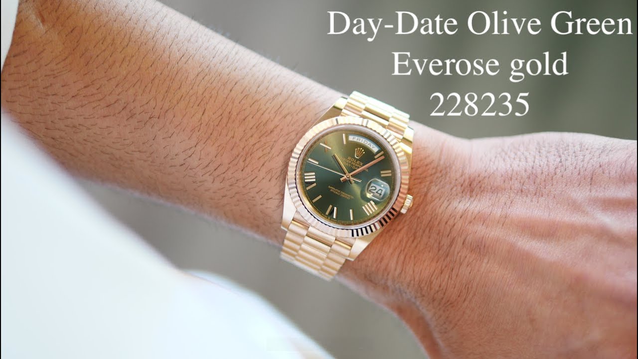 [4K] Rolex Day-Date Olive Green 18-каратное золото Everose 228235. Практический обзор | Хафиз Дж....
