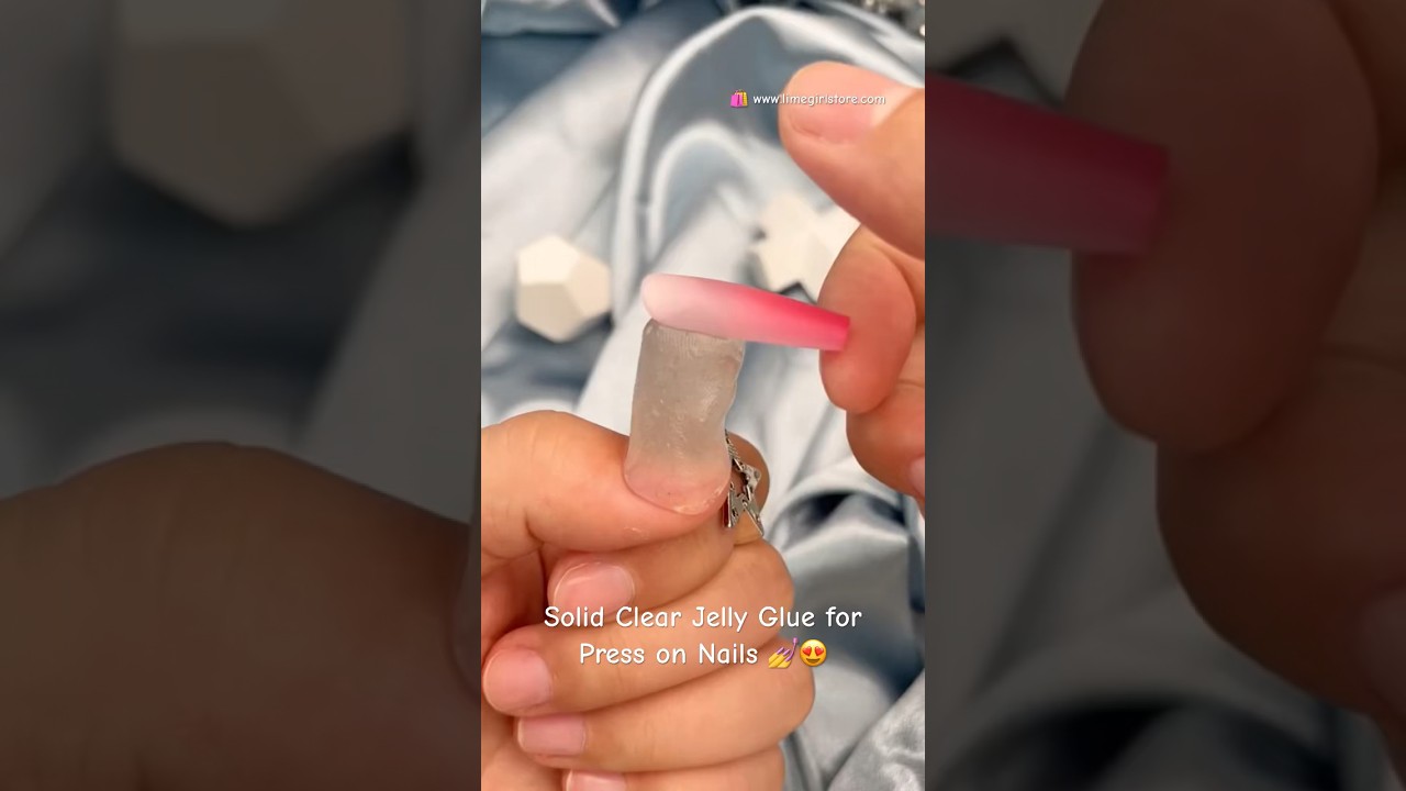 Solid Clear Jelly Glue for Press on Nails 💅😍 #nailextension #pressonnails #longnails #polygel