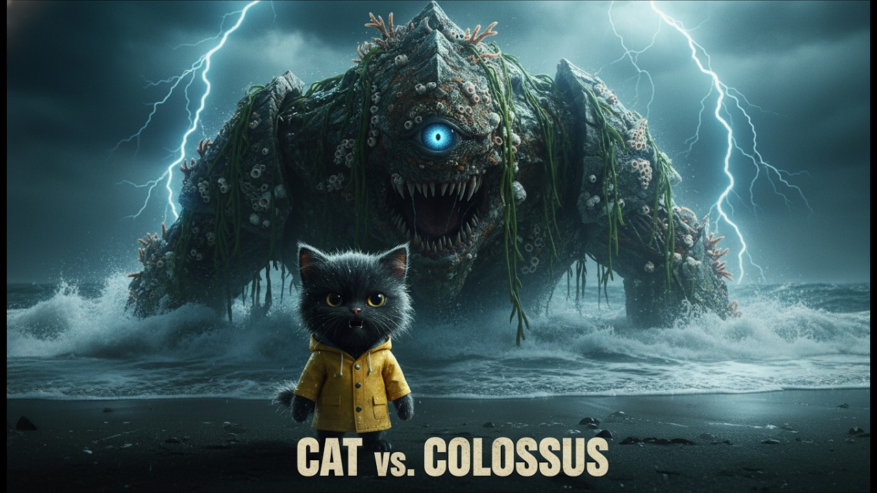 GIANT TITAN vs. BRAVE CAT! 🌊🙀 Surviving a Sea Attack (AI Story)