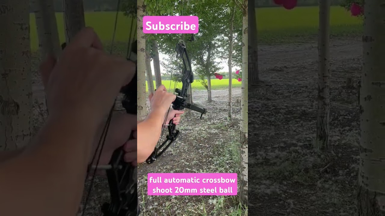 test the speed of the full automatic crossbow,shoot 20mm steel ball